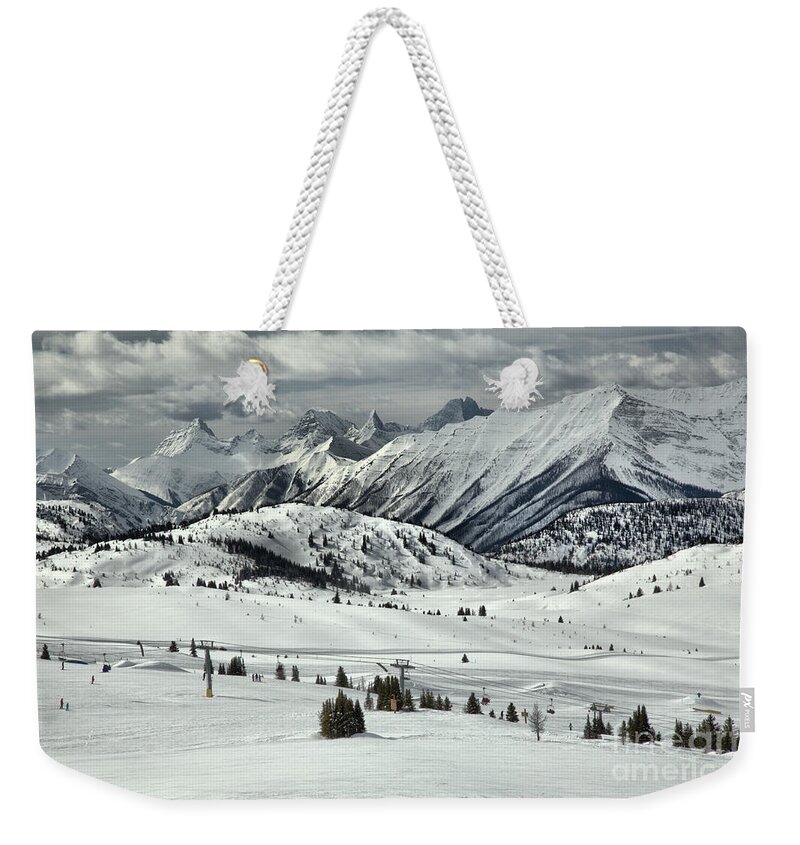 Sunshine Village Weekender Tote Bag featuring the photograph Sunshine Village Canadian Rocky Views by Adam Jewell