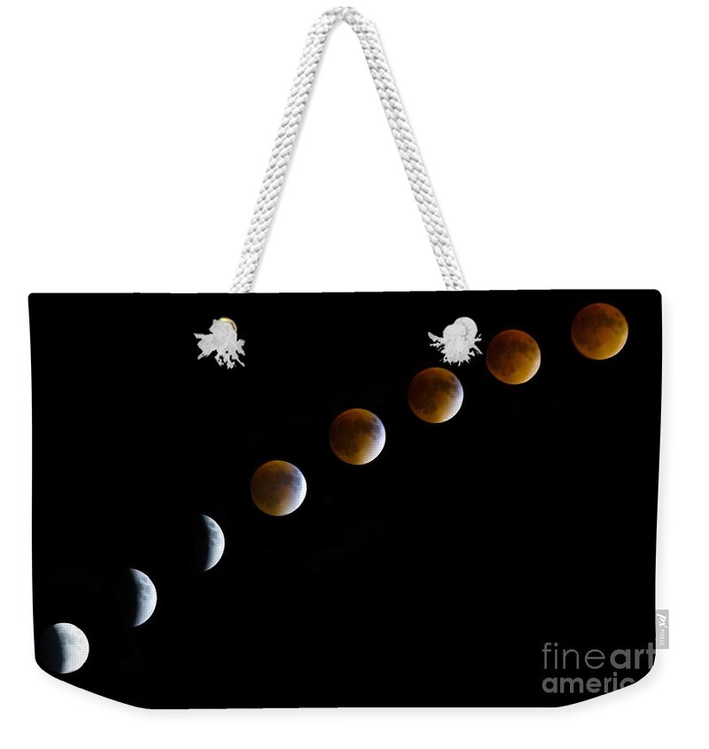 Moon Weekender Tote Bag featuring the photograph Super Blood Moon Time Lapse by Jennifer White