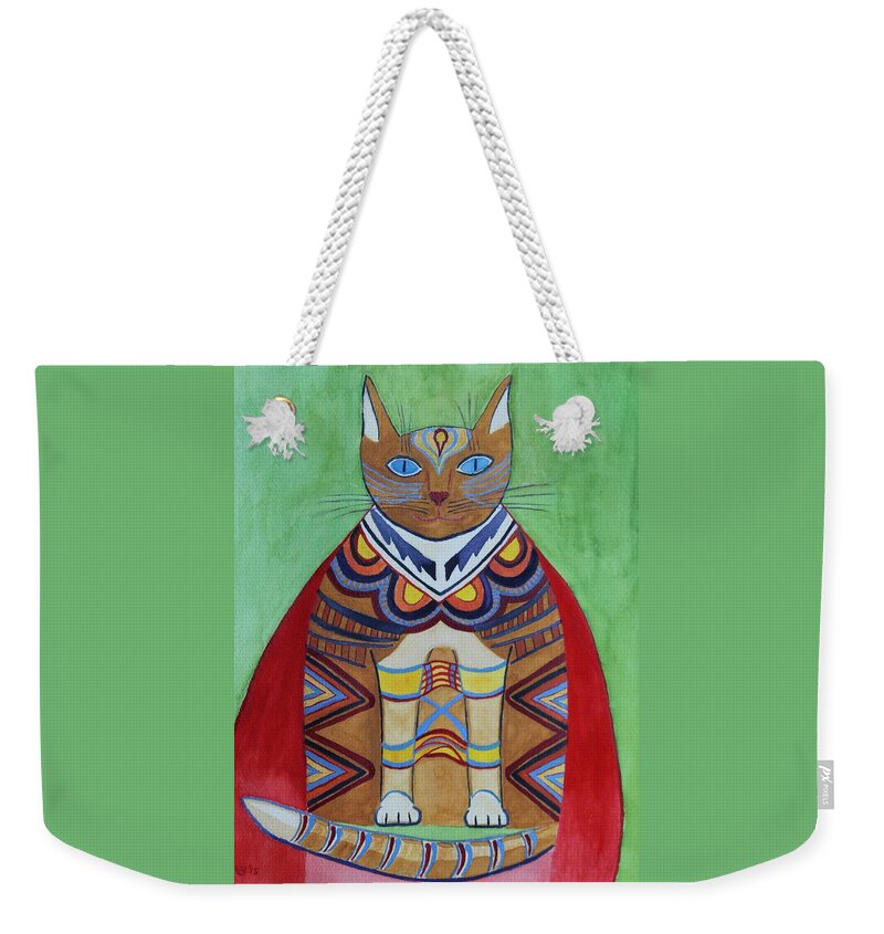 Cat Weekender Tote Bag featuring the painting Super Cat by Vera Smith
