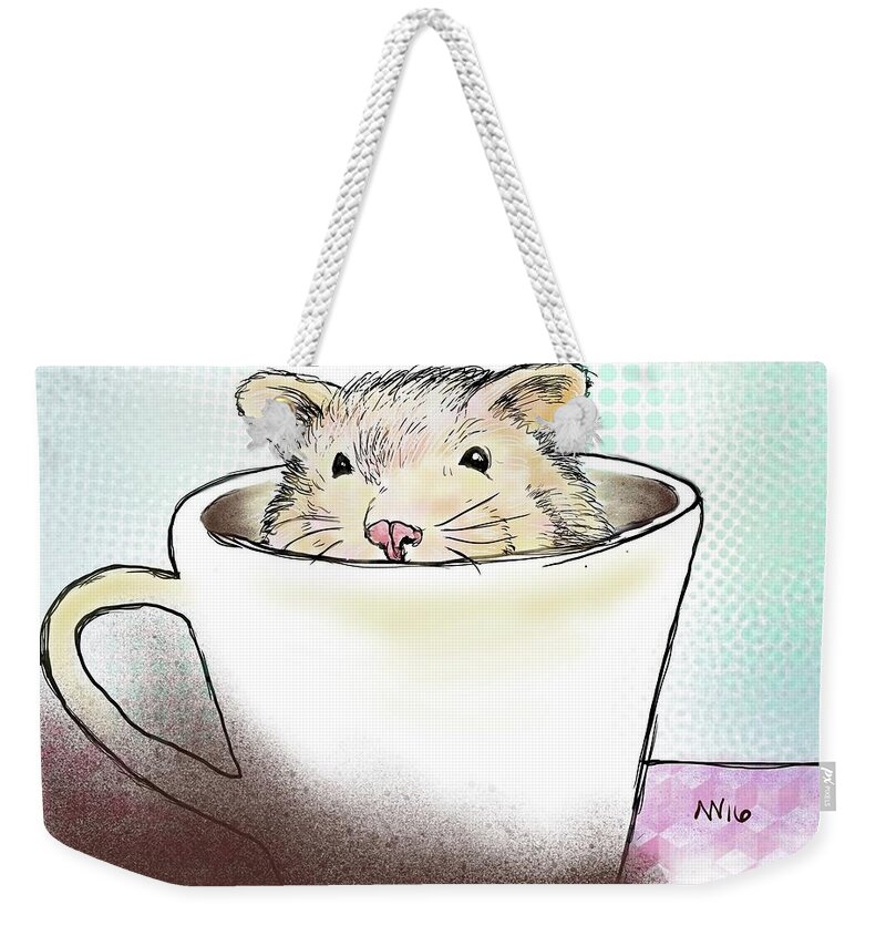 Hamster Weekender Tote Bag featuring the digital art Super Cute Hamster by AnneMarie Welsh