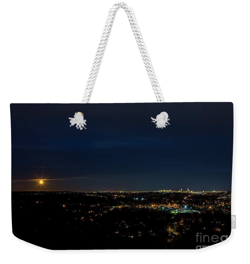 Supermoon Weekender Tote Bag featuring the photograph Super Moon 2016 Rises Over Boston Massachusetts by Diane Diederich