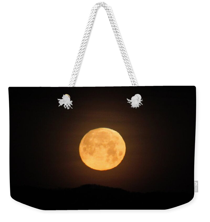 Super Moon Lunar Images Giant Moon Astronomical Images Cosmic Images Night Sky Nocturnal Photography Rare Moon Rare Events Supernatural Custom Mugs Custom T Shirts Custom Home Décor Awesome Images Weekender Tote Bag featuring the photograph Super Moon by Joshua Bales