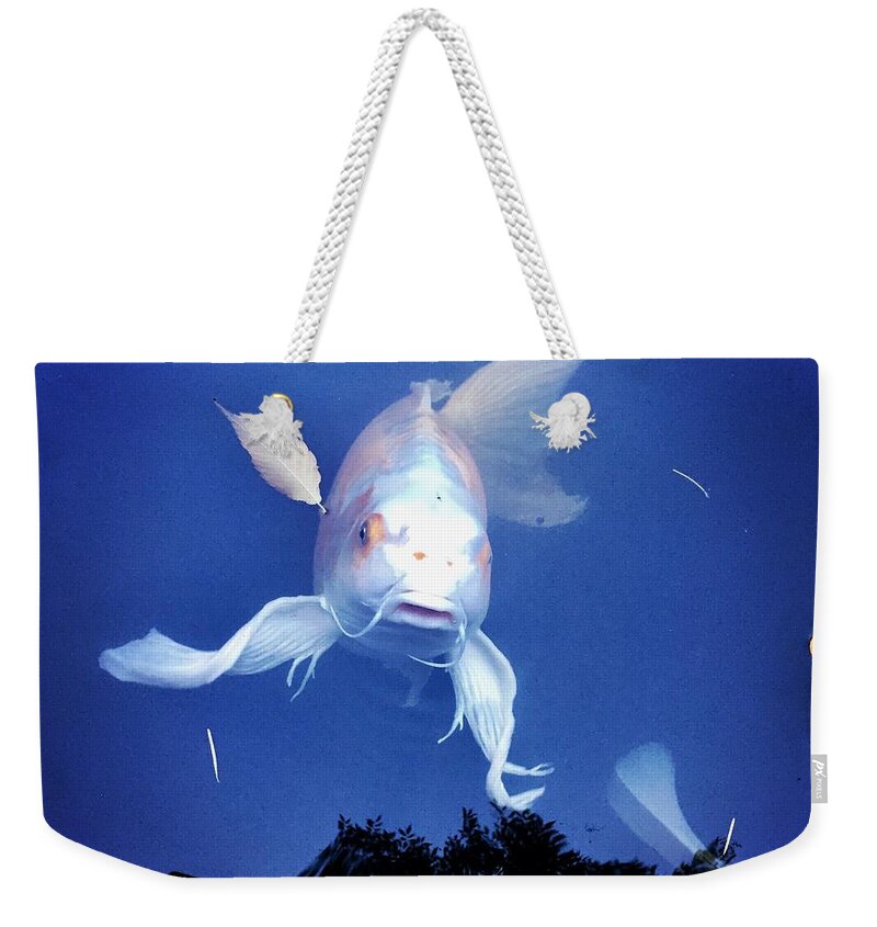 Coy Fish Zen Weekender Tote Bag featuring the photograph Supercoy by Lauren Serene