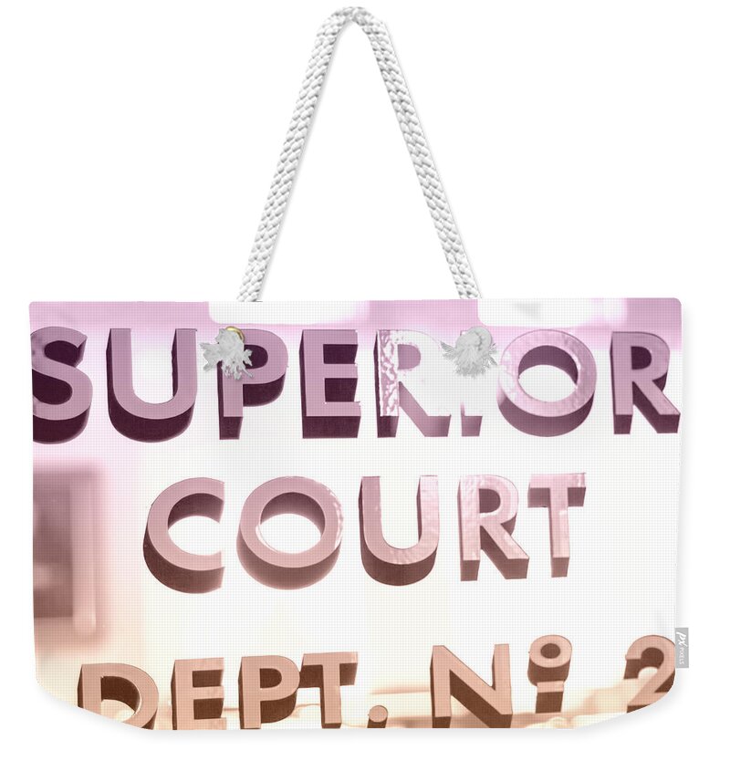 Superior Court Department Weekender Tote Bag featuring the photograph Superior Court Door by Cathy Anderson