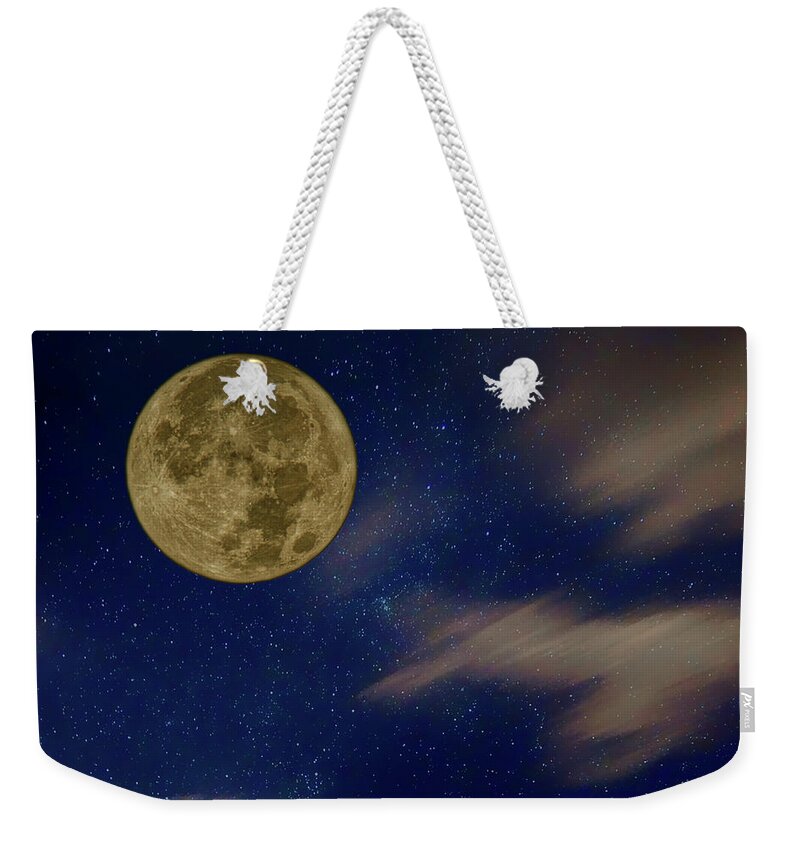 Moon Weekender Tote Bag featuring the photograph Supermoon - Night Sky by Nikolyn McDonald