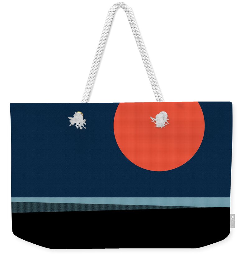 Abstract Weekender Tote Bag featuring the digital art Supermoon over the Sea by Klara Acel