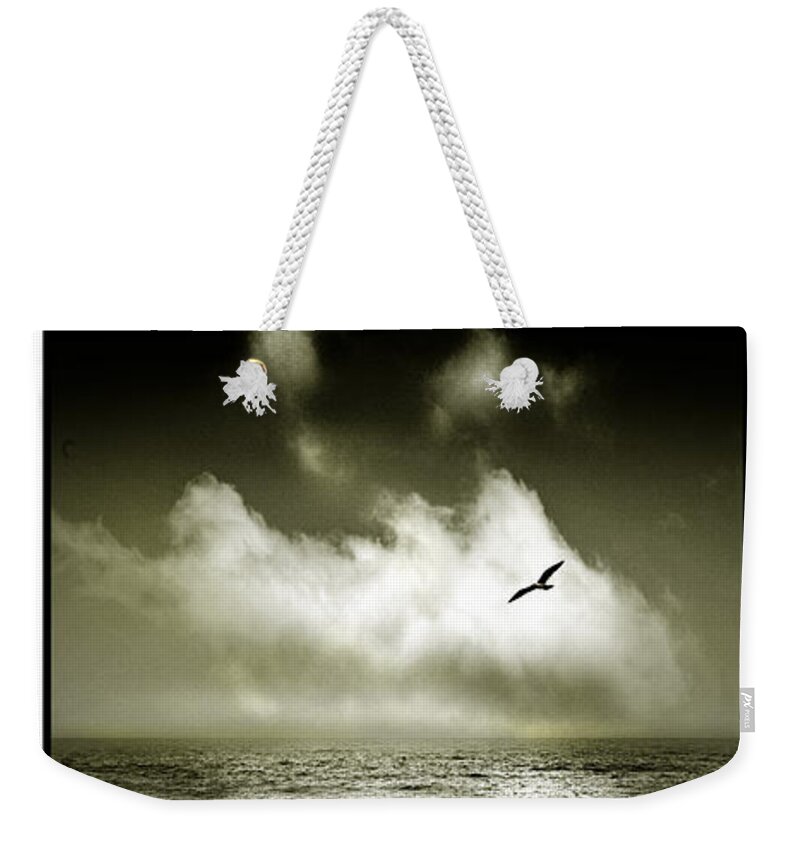 Waves Weekender Tote Bag featuring the photograph Surf and Sky at Rhos on sea North Wales by Mal Bray