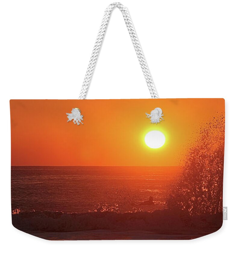 Sun Weekender Tote Bag featuring the photograph Surfing and Splashing by Robert Banach