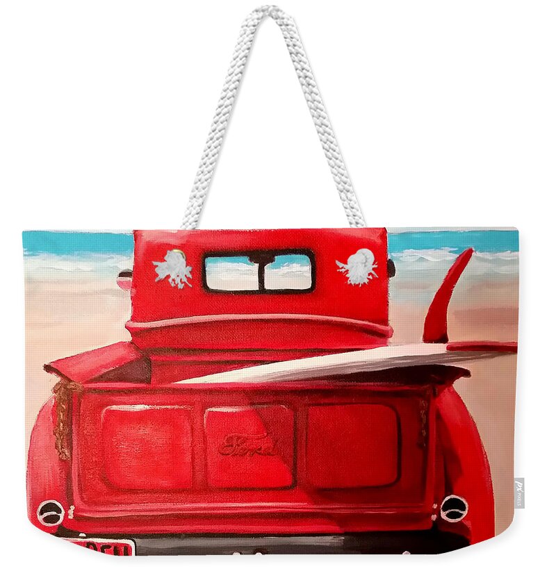 Surf Weekender Tote Bag featuring the painting Surfn by Debbie Brown