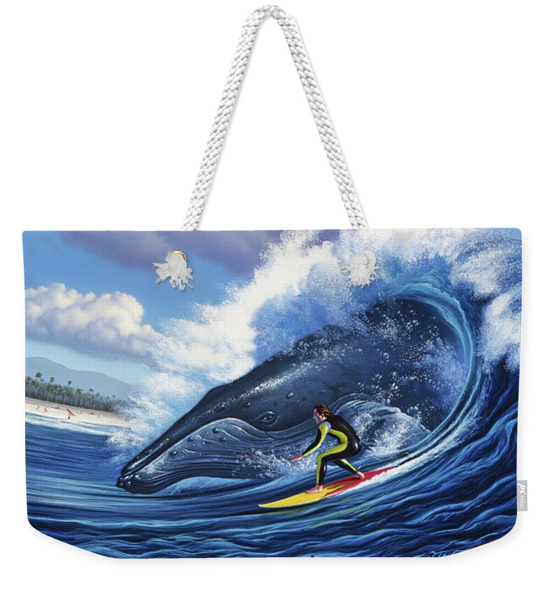 Humpback Whale Weekender Tote Bag featuring the painting Surf's Up by Jerry LoFaro