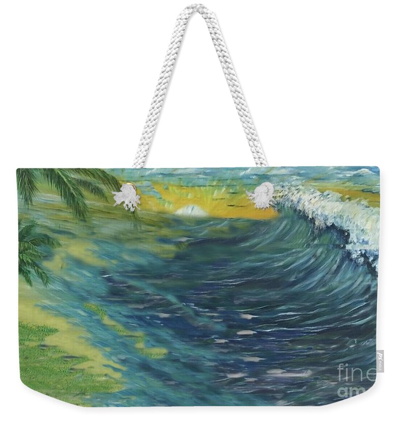 Palm Trees Weekender Tote Bag featuring the painting Surf's Up by Michael Silbaugh