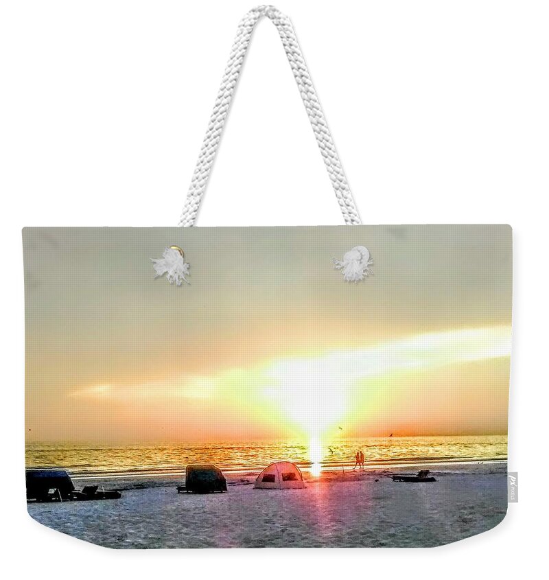 Sunset Weekender Tote Bag featuring the photograph Surreal Sunset by Suzanne Berthier
