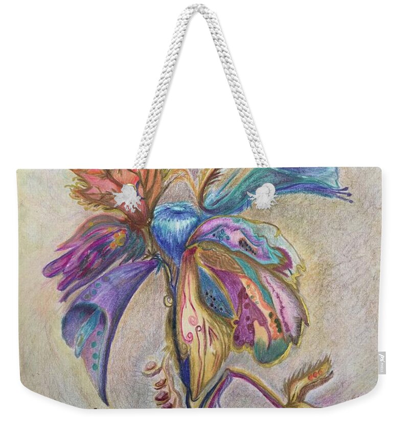 Plants Weekender Tote Bag featuring the drawing Surrender by Suzanne Udell Levinger