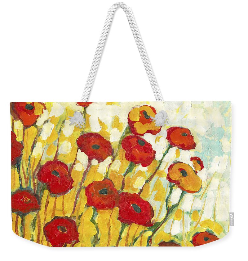 Landscape Weekender Tote Bag featuring the painting Surrounded in Gold by Jennifer Lommers