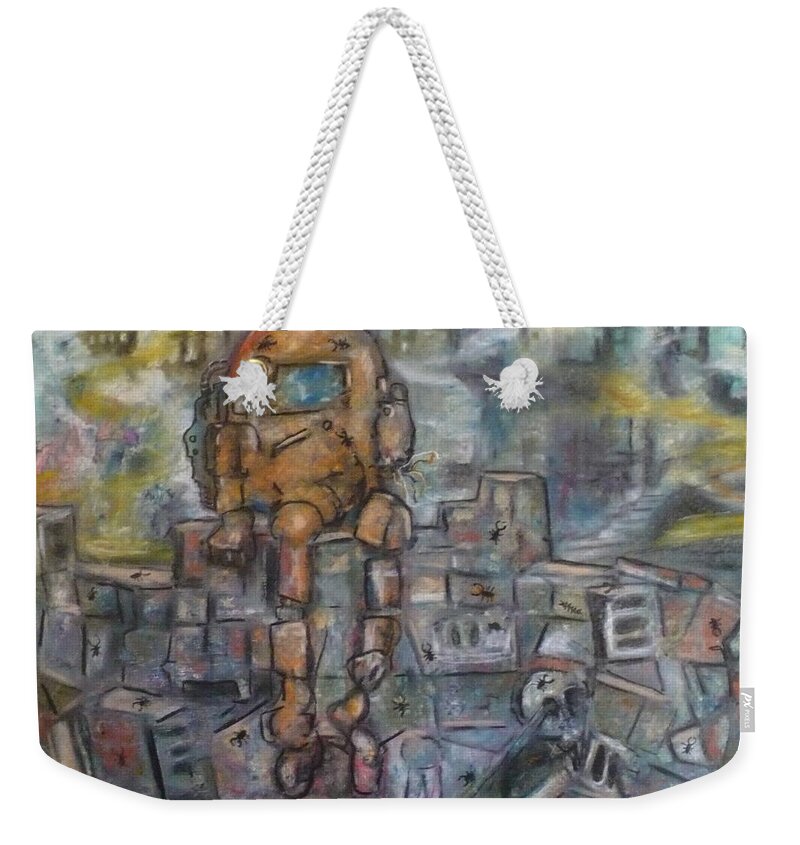 Crayon Weekender Tote Bag featuring the painting Survivor  s by Todd Peterson