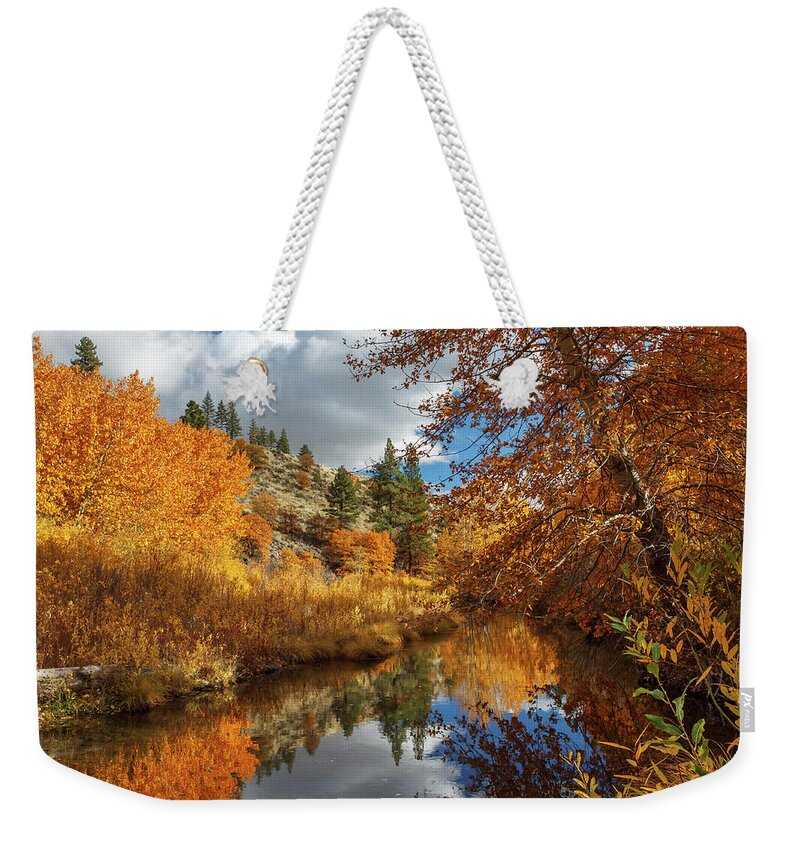 Landscape Weekender Tote Bag featuring the photograph Susan River Reflections by James Eddy