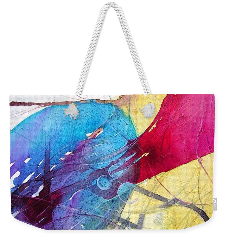 Abstract Weekender Tote Bag featuring the painting Sushi on Pluto by Annika Farmer