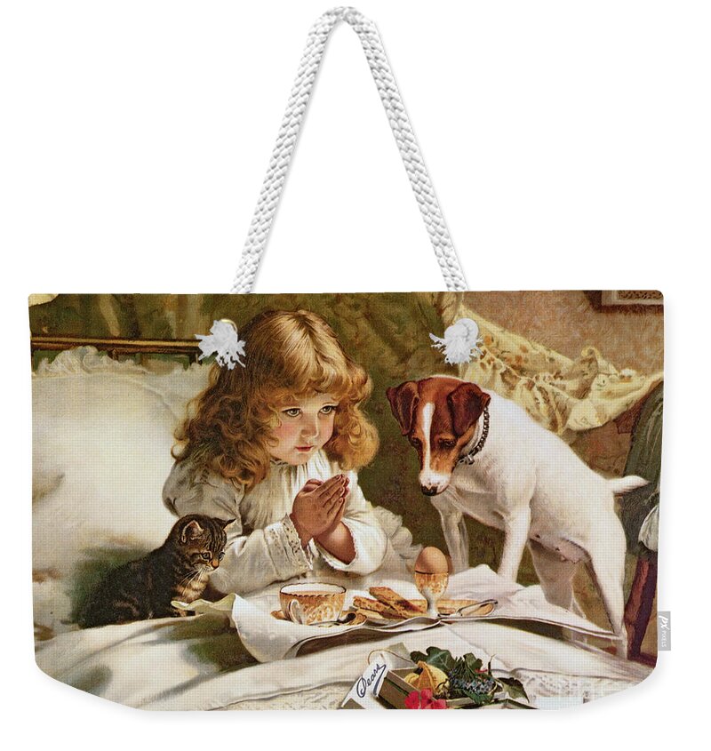 Suspense Weekender Tote Bag featuring the painting Suspense by Charles Burton Barber
