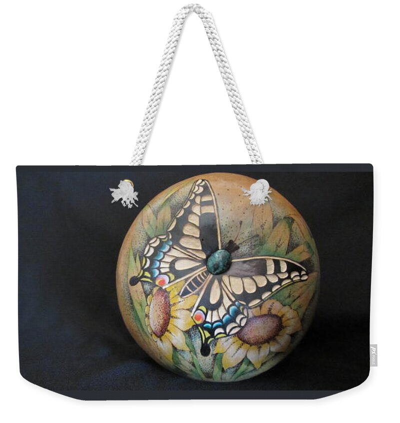 Butterfly Weekender Tote Bag featuring the pyrography Swallowtail Butterfly #GN32 by Barbara Prestridge