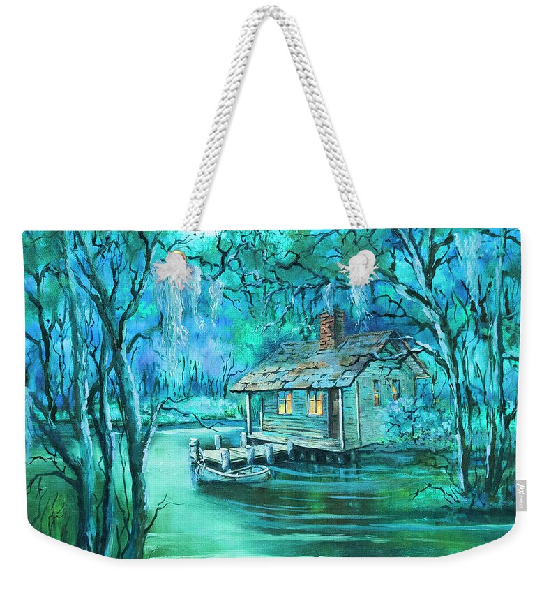Louisiana Weekender Tote Bag featuring the painting Swamp Moon by Dianne Parks