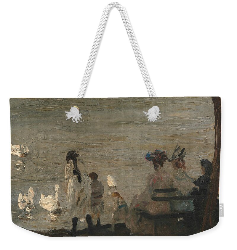 George Bellows Weekender Tote Bag featuring the painting Swans in Central Park by George Bellows