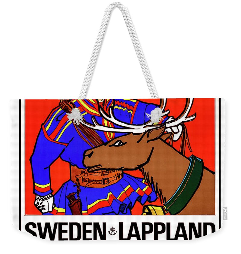 Sweden Weekender Tote Bag featuring the painting Sweden, Lapland, postal coach by Long Shot