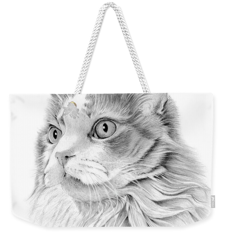 Cat Weekender Tote Bag featuring the drawing Sweet as Honey by Louise Howarth