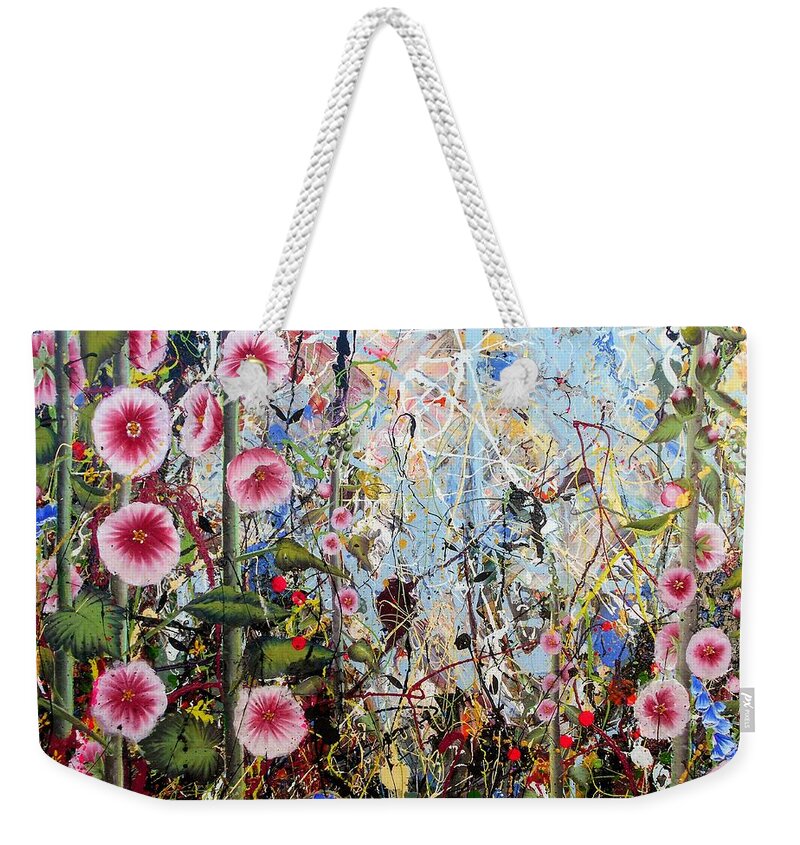 Flowers Weekender Tote Bag featuring the painting Sweet chaos detail by Angie Wright