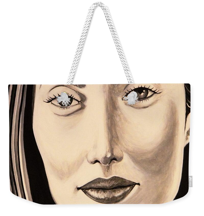 Face Weekender Tote Bag featuring the painting Sweet Nina by Bryon Stewart