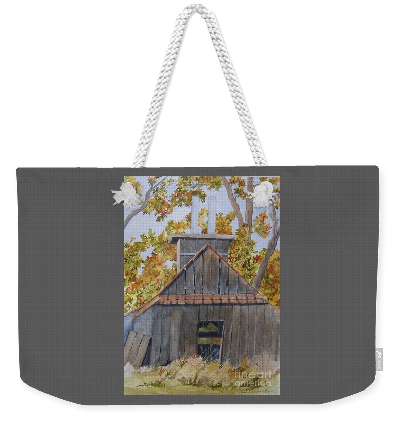Sugar Shack Weekender Tote Bag featuring the painting Sweet Old Vermont by Jackie Mueller-Jones