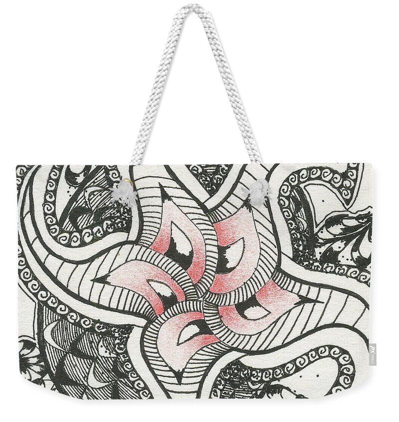 Abstract Weekender Tote Bag featuring the drawing Sweet Spot by Jan Steinle