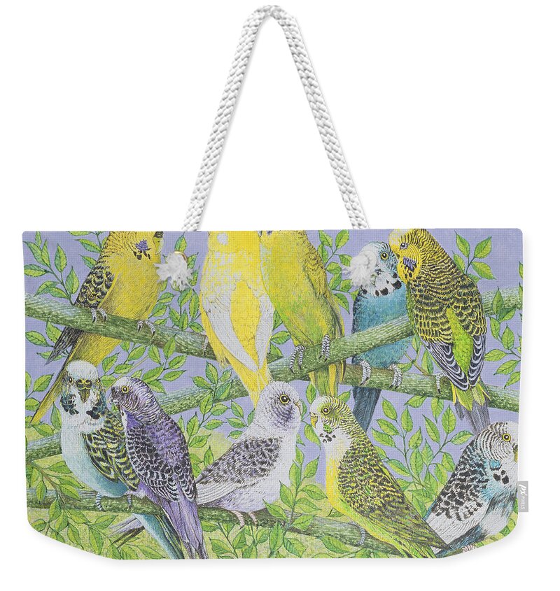 Parrot Weekender Tote Bag featuring the painting Sweet Talking by Pat Scott