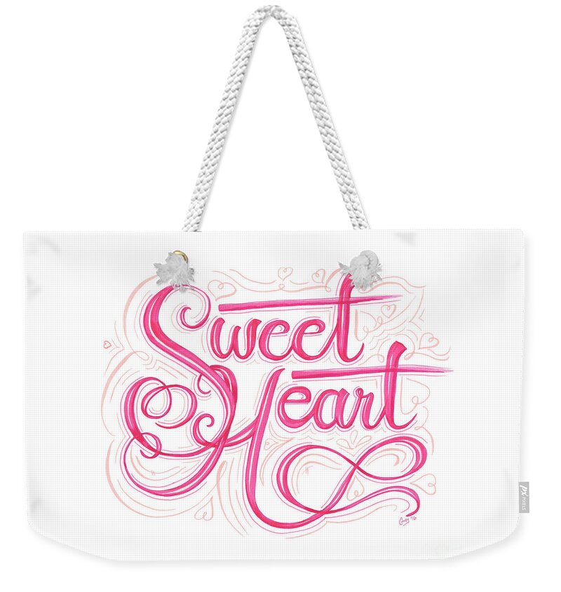 Sweet Weekender Tote Bag featuring the drawing Sweetheart by Cindy Garber Iverson