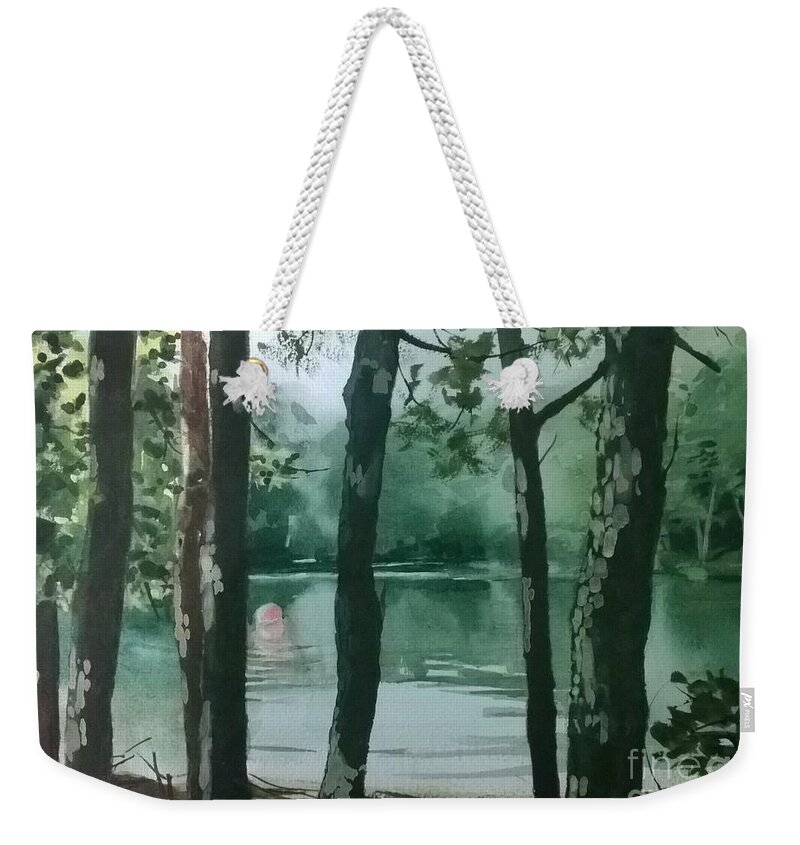 Trees Weekender Tote Bag featuring the painting Swimming Hole by Elizabeth Carr