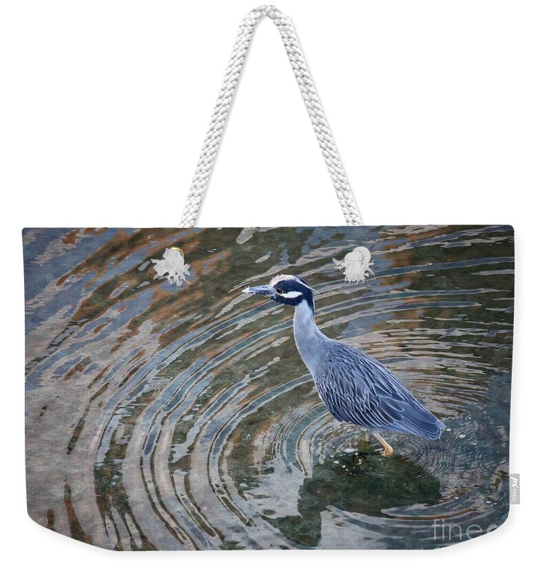 Water Weekender Tote Bag featuring the photograph Swirls Around Heron by Carol Groenen