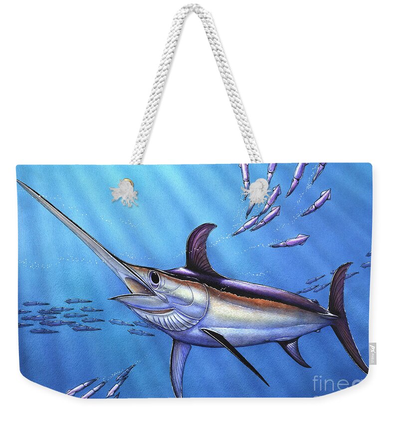 Blue Mrlin Weekender Tote Bag featuring the painting Swordfish in Freedom by Terry Fox