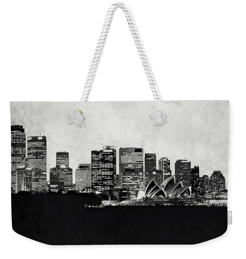 Architecture Weekender Tote Bag featuring the digital art Sydney City Skyline with Opera House by World Art Prints And Designs