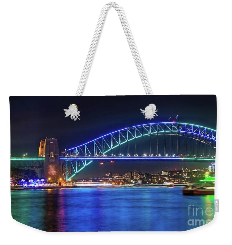 Sydney Harbour Green And Blue Weekender Tote Bag featuring the photograph Sydney Harbour Green and Blue by Kaye Menner by Kaye Menner