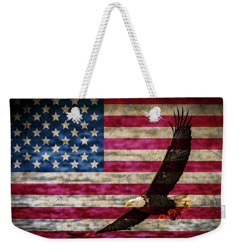 American Bald Eagle Weekender Tote Bag featuring the photograph Symbol Of Freedom by Ray Congrove