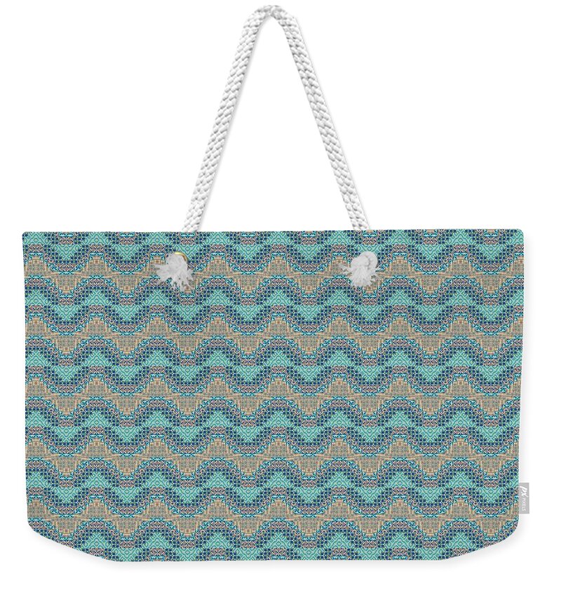 Abstract Weekender Tote Bag featuring the digital art T J O D 5-5 Arrangement 5 Tile Inverted by Helena Tiainen