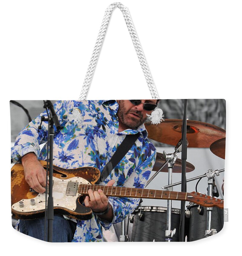 Tab Weekender Tote Bag featuring the photograph Tab Benoit plays his 1972 Fender Telecaster Thinline Guitar by Ginger Wakem