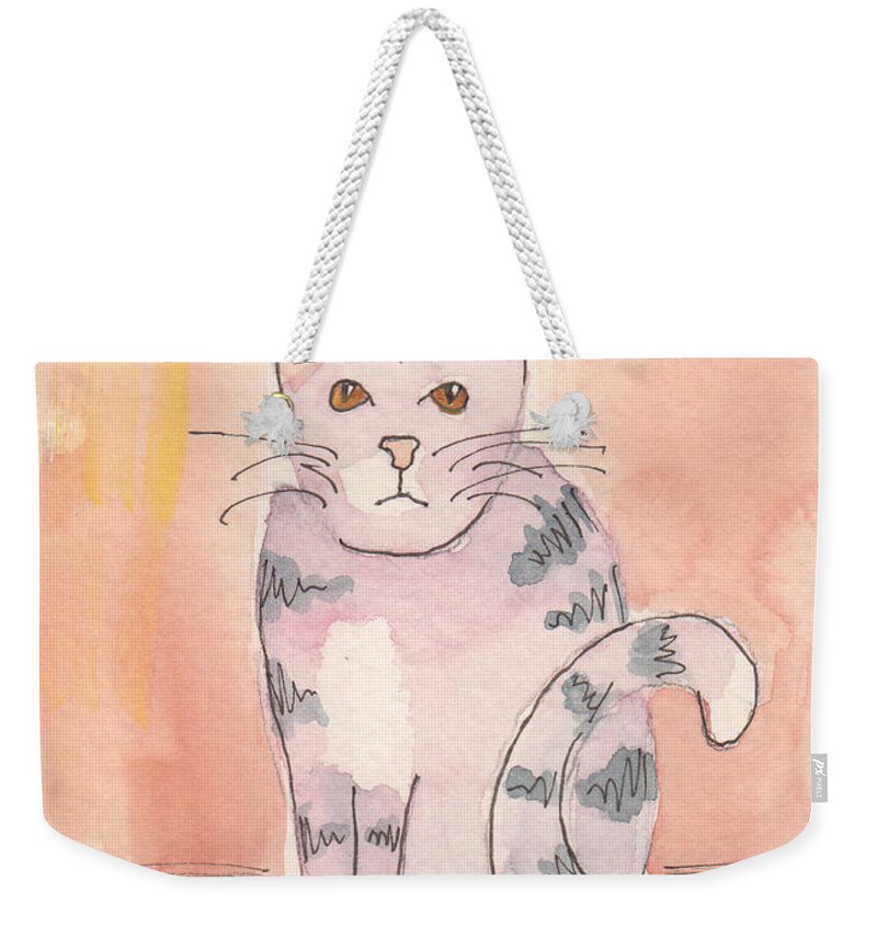 Cat Weekender Tote Bag featuring the painting Tabby by Terry Taylor