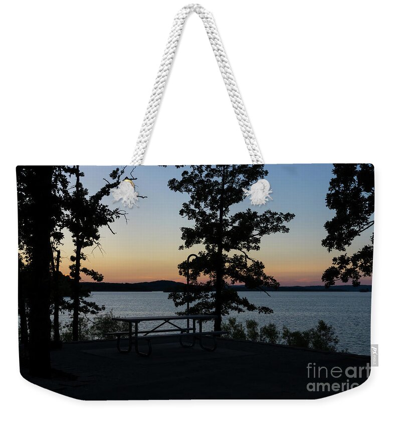Ozarks Weekender Tote Bag featuring the photograph Table Rock Sunset by Jennifer White
