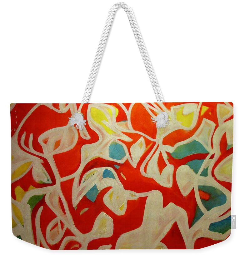 Abstract Weekender Tote Bag featuring the painting Take Me All The Way Up by Steven Miller