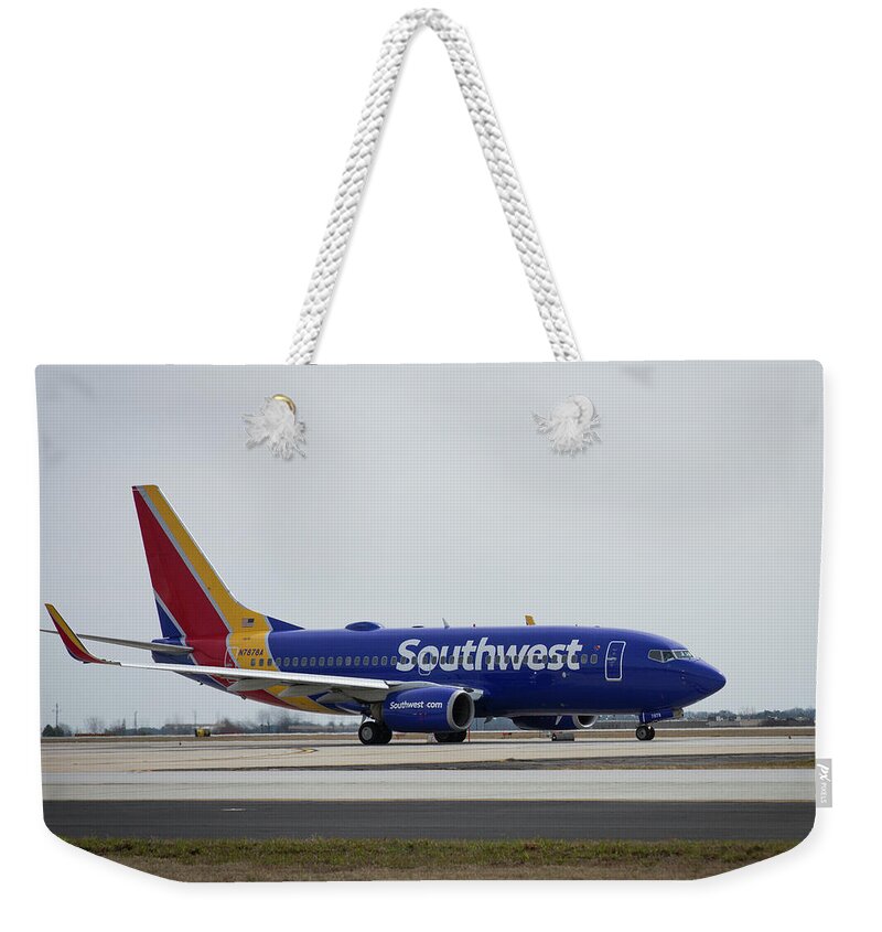 Reid Callaway Color Perfect Weekender Tote Bag featuring the photograph Take Off Southwest Airlines N7878A Hartsfield-Jackson Atlanta International Airport Art by Reid Callaway
