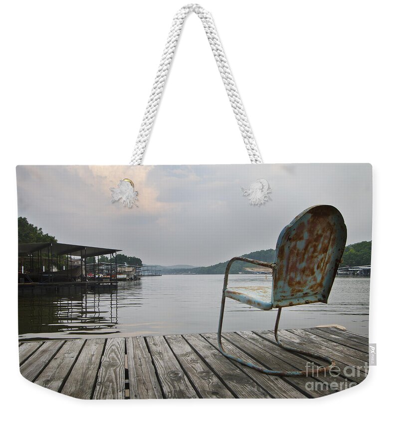 Lake Weekender Tote Bag featuring the photograph Sittin' On The Dock by Dennis Hedberg