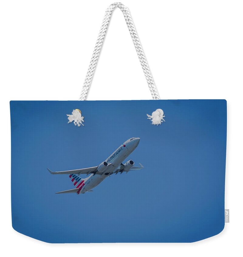 American Airlines Weekender Tote Bag featuring the photograph Taking off by Kenneth Cole