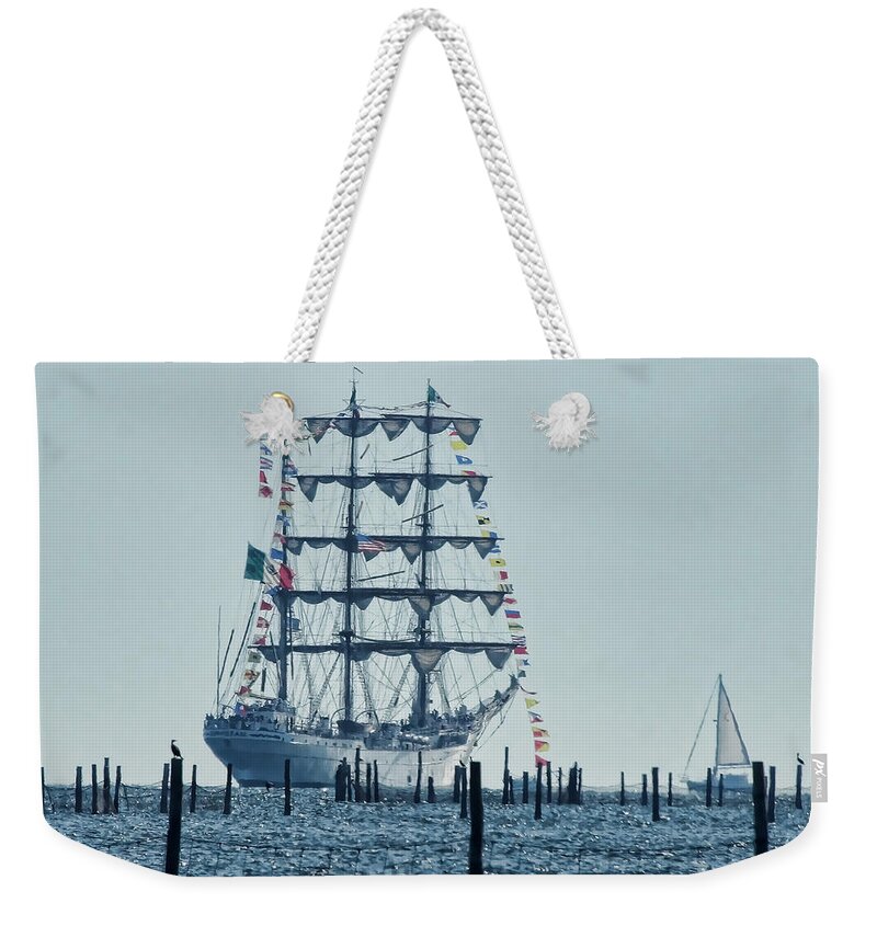 Sailing Weekender Tote Bag featuring the photograph Tall Ship by Alan Hutchins