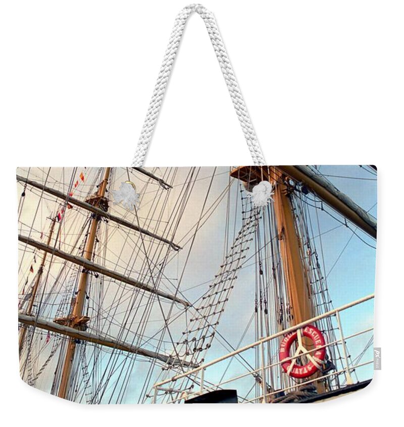 Guayas Weekender Tote Bag featuring the photograph Tall Ship Guayas by James B Toy