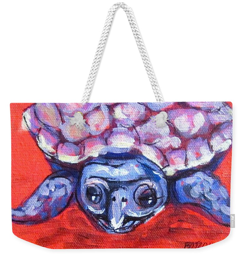 Turtle Weekender Tote Bag featuring the painting Talula Turtle by Barbara O'Toole